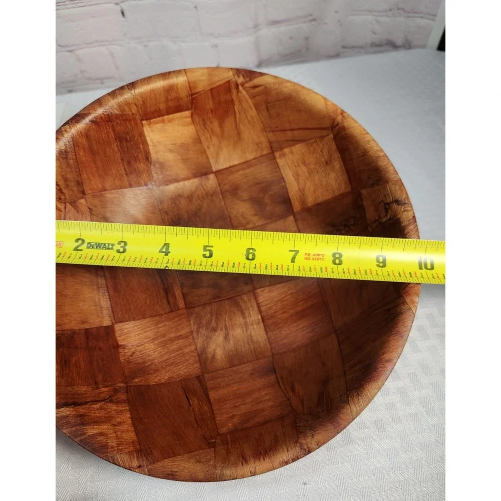 Vintage Pressed / Woven Wood Bowl Set 13 Pc Bamboo  MCM Salad & Serving Bowls